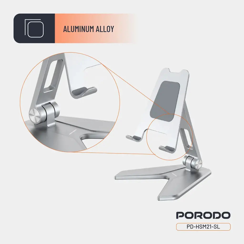 Porodo Aluminum Alloy Mobile Stand (PD-HSM21-SL) Porodo Aluminum Alloy Mobile Stand (PD-HSM21-SL)